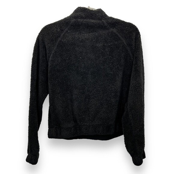 Aeropostale Black Cropped Teddy 1/4 Zip Pull Over Jacket Women's M - Picture 2 of 7